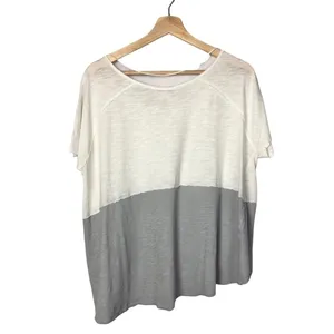 Free People We the Free Gray & Ivory Midnight Colorblock High‎ Low T-Shirt XS thumbnail 4