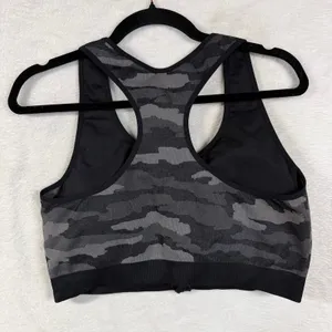 Avia XXXL Black Camo Zip Front Racerback Seamless Sports Bra‎ Running Yoga Hike thumbnail 3