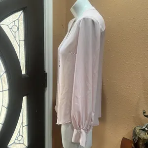 Express pink long sleeve button up blouse thumbnail 4