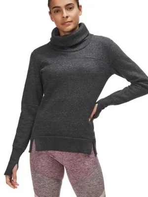 Alo Yoga Funnel Neck Sweatshirt in Haze Gray Charcoal thumbnail 1
