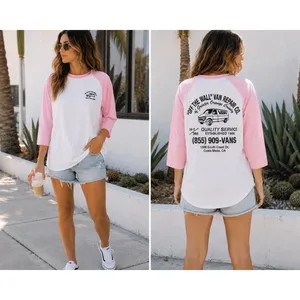 Vans Off The Wall Van Repair Co Raglan Tee Womens M Pink White Graphic Cotton thumbnail 2