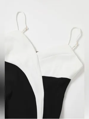 Spaghetti Strap Black and White Sheath Dress Small thumbnail 6