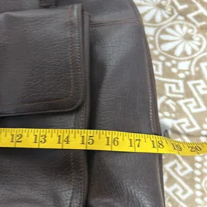Buxton brown leather briefcase zip & snap pockets over shoulder vintage thumbnail 10