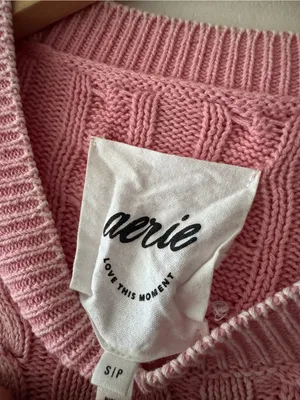 Aerie Pink Cable Knit Cropped Sweater thumbnail 7