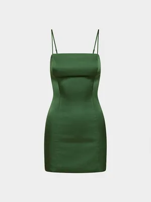 NWOT Sunday Best Shimmer Satin Dress - Emerald - 00 thumbnail 7