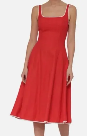 7 for all mankind linen red midi dress thumbnail 1