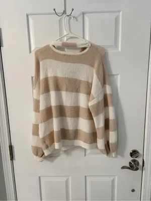 wild fable Beige & Cream Striped Tie-Neck Cardigan thumbnail 5
