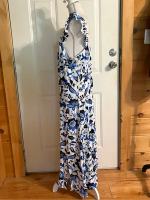 Loft NWT Blue and White Floral Maxi Dress - Women size 14 thumbnail 3