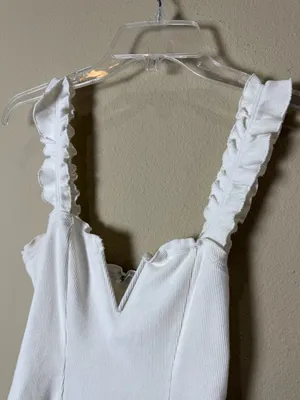 Intimately Free People Ruffle V-Neck Ribbed Mini Dress / Slip Size Small thumbnail 2