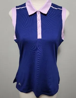 Adidas Golf blue/lilac sleeveless polo size medium thumbnail 1