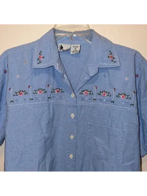 Vintage Floral Embroidered Button Down Shirt cottagecore grandma boho thumbnail 2
