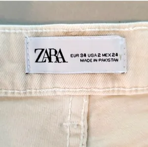 Zara High Rise Flare Beige Raw Hem Jeans Size 2 thumbnail 5