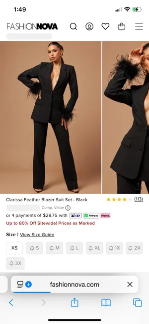 FashioNova Feather trim blazer thumbnail 2