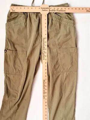 7 For All Mankind Utility Cargo Drawstring Pants Fall - L - Olive Green Khaki thumbnail 6