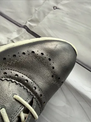 Cole Haan Zero Grand Women's Grey Metallic Wingtip Sneakers with White Soles thumbnail 16