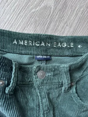 American Eagle Outfitters Dark Green Corduroy Mom Jeans thumbnail 2