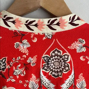 Farm Rio Anthropologie Long-Sleeve Printed Romper Red thumbnail 12