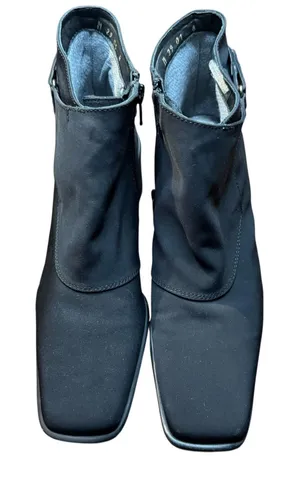 Sesto Meucci Booties Womens‎ Size 8 Black Synthetic Wedge Ankle Zip Strap Casual thumbnail 1