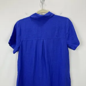 Madewell V Neck Mini Dress Linen Blue Pockets Easy Shift Relaxed Coastal XS NWT thumbnail 14