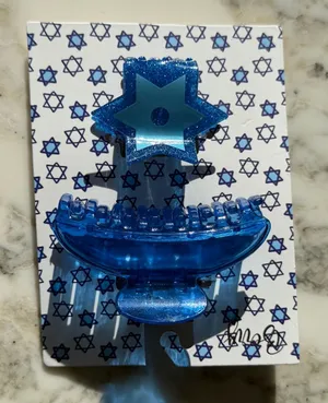NWT Blue Star of David Hair Claw Clips Set Hanukkah Jewish Holiday Glitter thumbnail 1