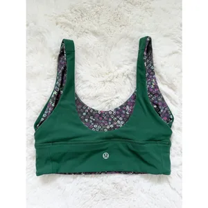 Lululemon Floral Scoop Neck Reversible Sports Bra 4 - Green Multi thumbnail 3