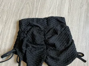 Black High-Waist Textured Women’s Shorts thumbnail 2