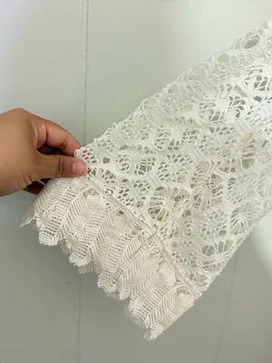 T-Bags Los Angeles Ivory Crochet Lace Long Sleeve Mini Dress Size L thumbnail 5