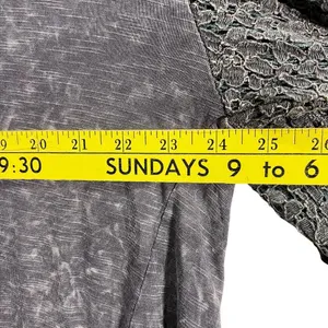 Gimmicks by BKE FAB! Embroidered Mesh Boho Open Tie Festive Top in Gray L With Tags thumbnail 6