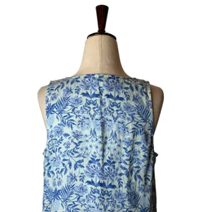 J Jill Love Linen‎ Maxi Dress Women XS Blue White Linen Floral Lagenlook Boho thumbnail 5