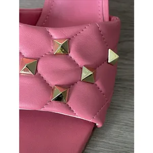 Marc Fisher Size 8M Salmon Pink Studded Slide Heels‎ Square Toe Mule Sandals thumbnail 11