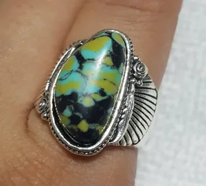 Vintage Tibet Silver Turquoise Ring size - 8 RGN thumbnail 1