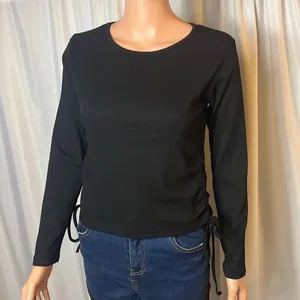 Side Drawstring Long Sleeve Drawstring Size L Black Size L thumbnail 1