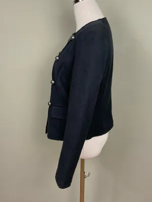 Regencycore Military Blazer Black Asymmetrical Zip Costume Jacket Sz 6 Talbots thumbnail 2