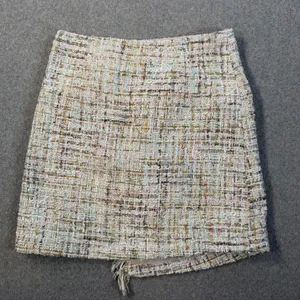 Zara Basic Women's Small Tweed Mini Skirt Fringe Wrap Hem Embellished Buttons thumbnail 10