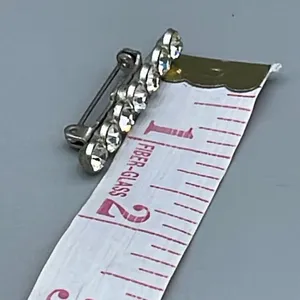 Vintage crystal bar brooch Silver thumbnail 6
