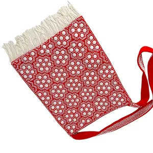 VINTAGE RED AND WHITE BEADED SHOULDER BAG - EARLY 80’s. thumbnail 1
