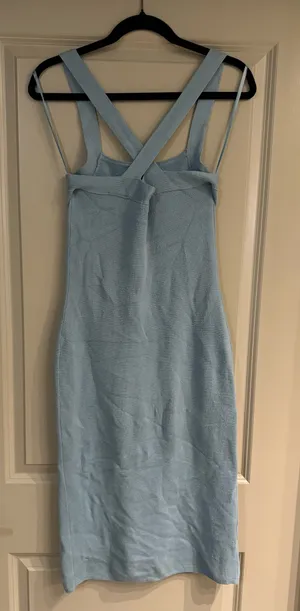 Abercrombie and Fitch Sleeveless Square Neck Knit Midi Dress in Blue thumbnail 3