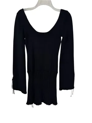 Meshki Britney Long Sleeve Knit Side Slit Mini Dress Black Size S thumbnail 6