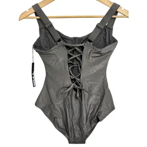 NEW TA3 Lifty Pewter Silver Underwire Corset One Piece Swimsuit Size L Short B/C thumbnail 6