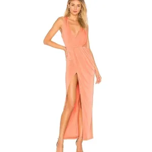 Revolve NBD Sangria Gown XXS‎ Sherbert Orange Wrap Front Slit Sleeveless Formal thumbnail 11