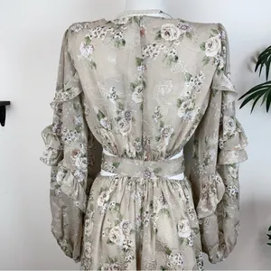 En Saison Calista Cut Out Floral Maxi Dress in Taupe Sage Small thumbnail 7