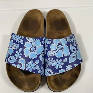Birkis by Birkenstock Slide Sandals Blue Flower‎ Womens Size 38 Narrow W7 thumbnail 3