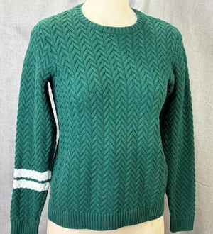 Janie and Jack Green Textured Knit Sweater White Stripe Sleeve Size‎ 12 thumbnail 1