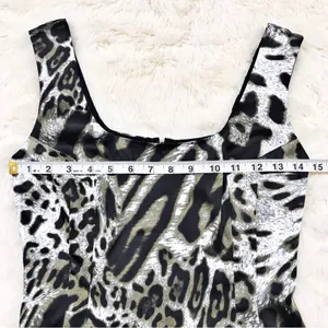 JAY GODFREY Leopard Print Satin Mini Dress‎ Sleeveless Black White Size 0 New thumbnail 10