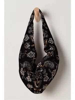 Free People Bohemian Witchy Nashville Nights Beaded Velvet Bag Black NWT Evening thumbnail 6