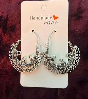 Handmade Silver Bohemian Earrings Hoops New thumbnail 1