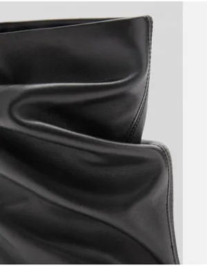 Nwt Mango Mng Black Asa Slouchy Leather Kitten Heel Ankle Boots Bootie Eu39 Us 9 thumbnail 6