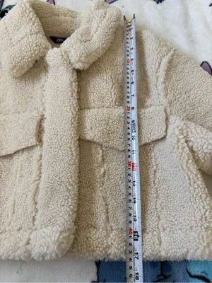 Zara Ivory Teddy Sherpa Cropped Trucker Jacket Quiet Luxury Cozy Winter Sz Small thumbnail 9