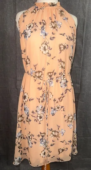 Pinkblush Peach Floral Halter Midi Dress thumbnail 1