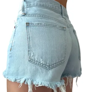 Madewell Light Wash Relaxed Denim Shorts w Frayed Raw Hems + Multi Button Fly 23 thumbnail 1